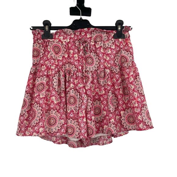 Impressions Boho Print Pink Flouncy Elastic High Waisted Skort Women Small NEW - Picture 1 of 8